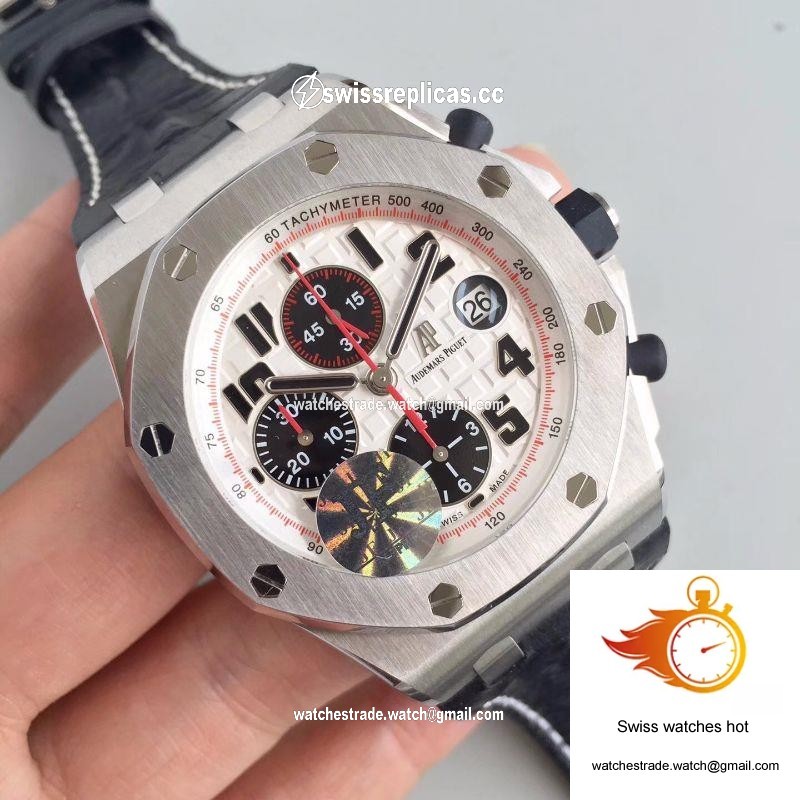 Audemars Piguet Royal Oak Offshore Panda 26170ST.OO.D101CR.02 Black Leather Strap JF Factory V2 White Dial 2