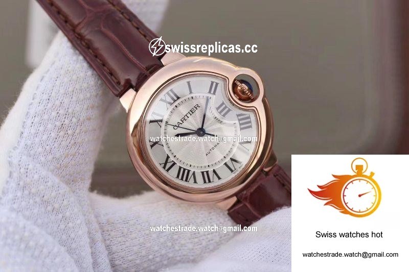 Ballon Bleu De Cartier Ladies 33mm V6 Factory 18K Rose Gold Case White Dial 2