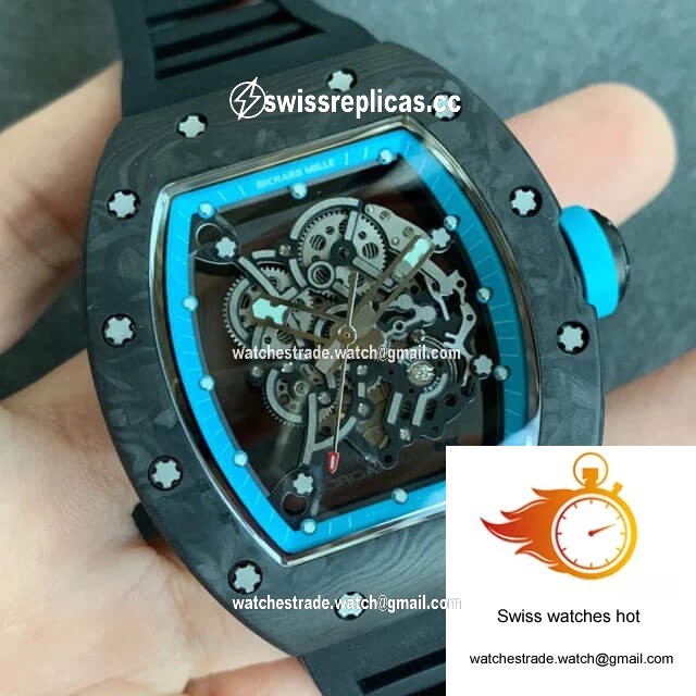 Richard Mille RM055 KV Factory V2 Carbon Fiber Black Rubber Strap 2