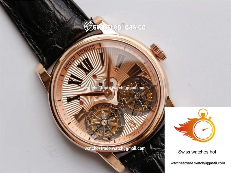 Roger Dubuis Hommage RDDBHO0562 Double Flying tourbillon JB Factory Rose Gold Dial 2