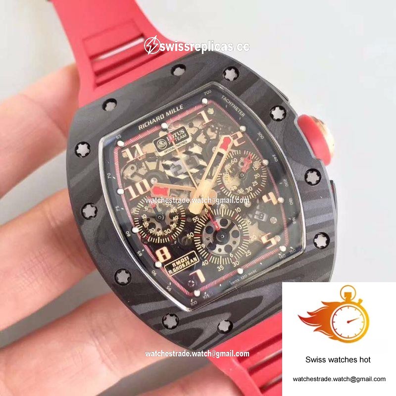 KV Factory Richard Mille RM011 Lotus F1 Team Romain Grosjean Forged Carbon Black Skeleton Dial 2