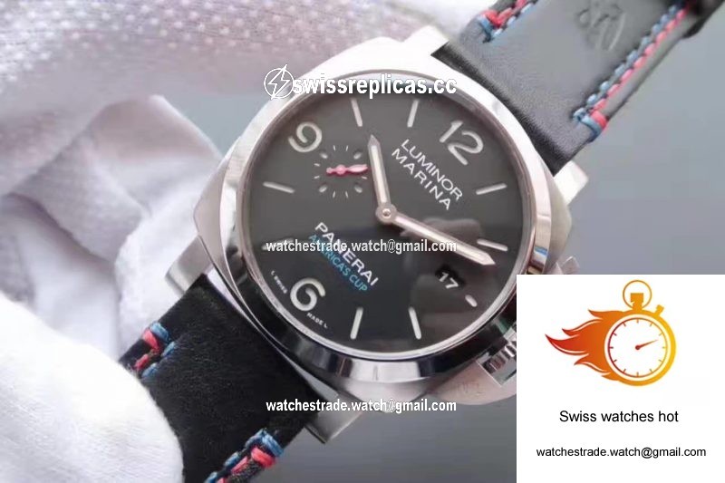 Panerai Luminor Marina 1950 PAM727 Americas Cup 2017 ZF Factory Black Leather Strap Black Dial 2