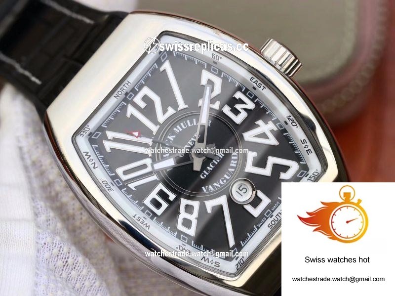 Franck Muller Vanguard V45-04 Black Leather Strap Black Dial 2
