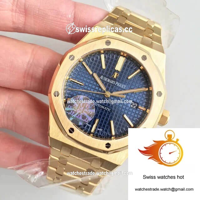 Audemars Piguet Royal Oak 15400OR JF Factory Yellow Gold Blue Dial 3