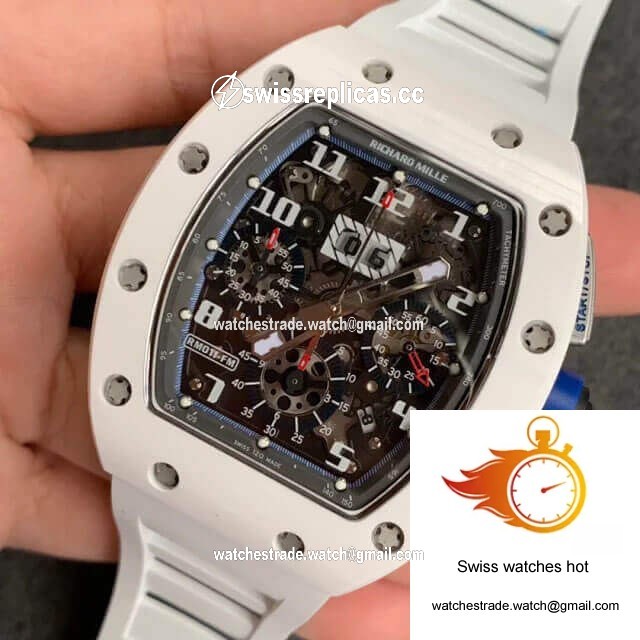 Richard Mille RM-011 KV Factory White Ceramic Rubber Strap 3