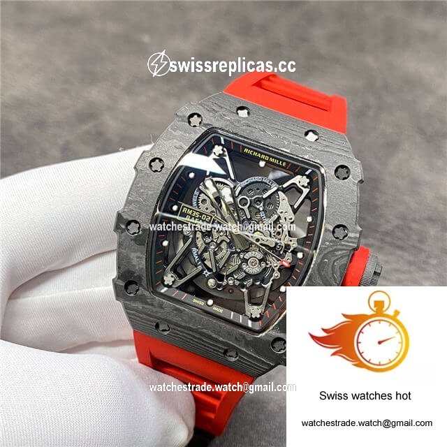 Richard Mille RM35-02 KV Factory Carbon Fiber Red Rubber Strap 3