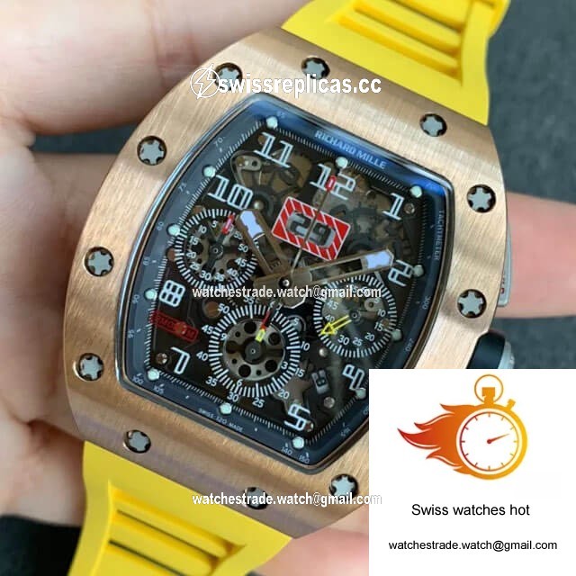 Richard Mille RM011 KV Factory Titanium Yellow Rubber Strap 3
