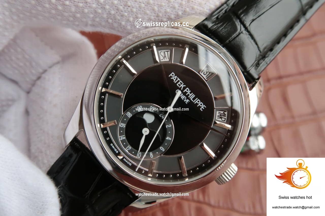 Patek Philippe Annual Calendar 5205R-001 KM Factory Black Dial Cowhide Strap 3
