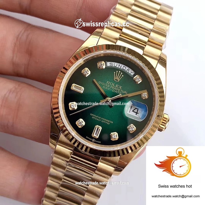 Rolex Day-Date M128238-0069 Yellow Gold EW Factory Gradual Green Dial 3