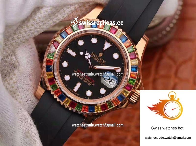 Rolex Yacht Master 116695SATS 40MM Noob Factory 18K Rose Gold Wrapped Black Dial 3