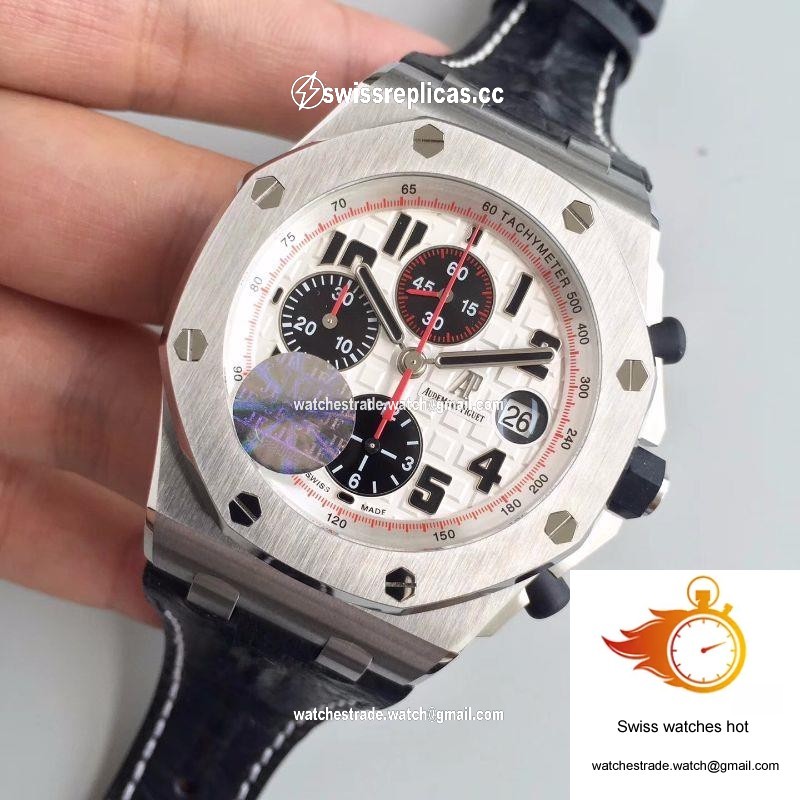 Audemars Piguet Royal Oak Offshore Panda 26170ST.OO.D101CR.02 Black Leather Strap JF Factory V2 White Dial 3