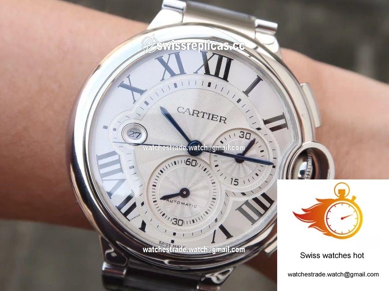Cartier Ballon Bleu Chronograph W6920076 ZF Factory Silver Dial 3