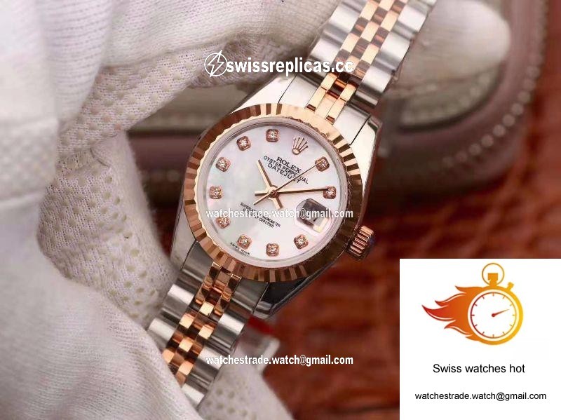 Rolex Lady Datejust Rose Gold 28MM White Enamel Dial 3