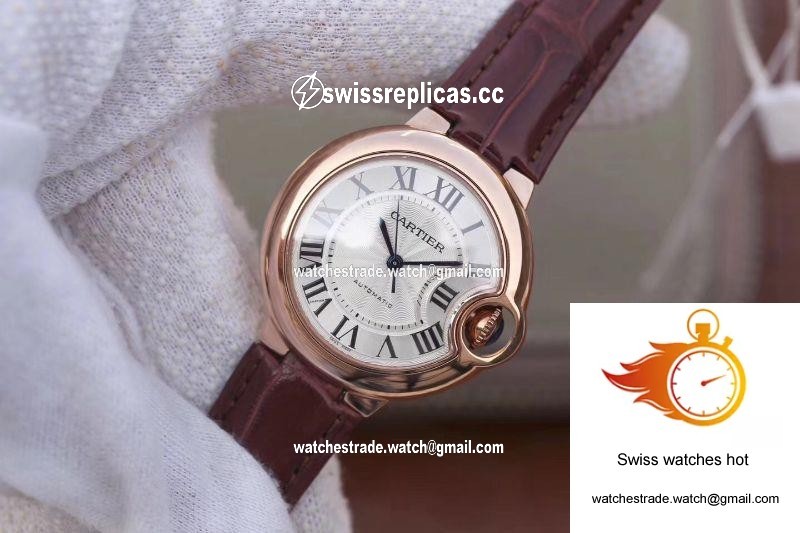 Ballon Bleu De Cartier Ladies 33mm V6 Factory 18K Rose Gold Case White Dial 3
