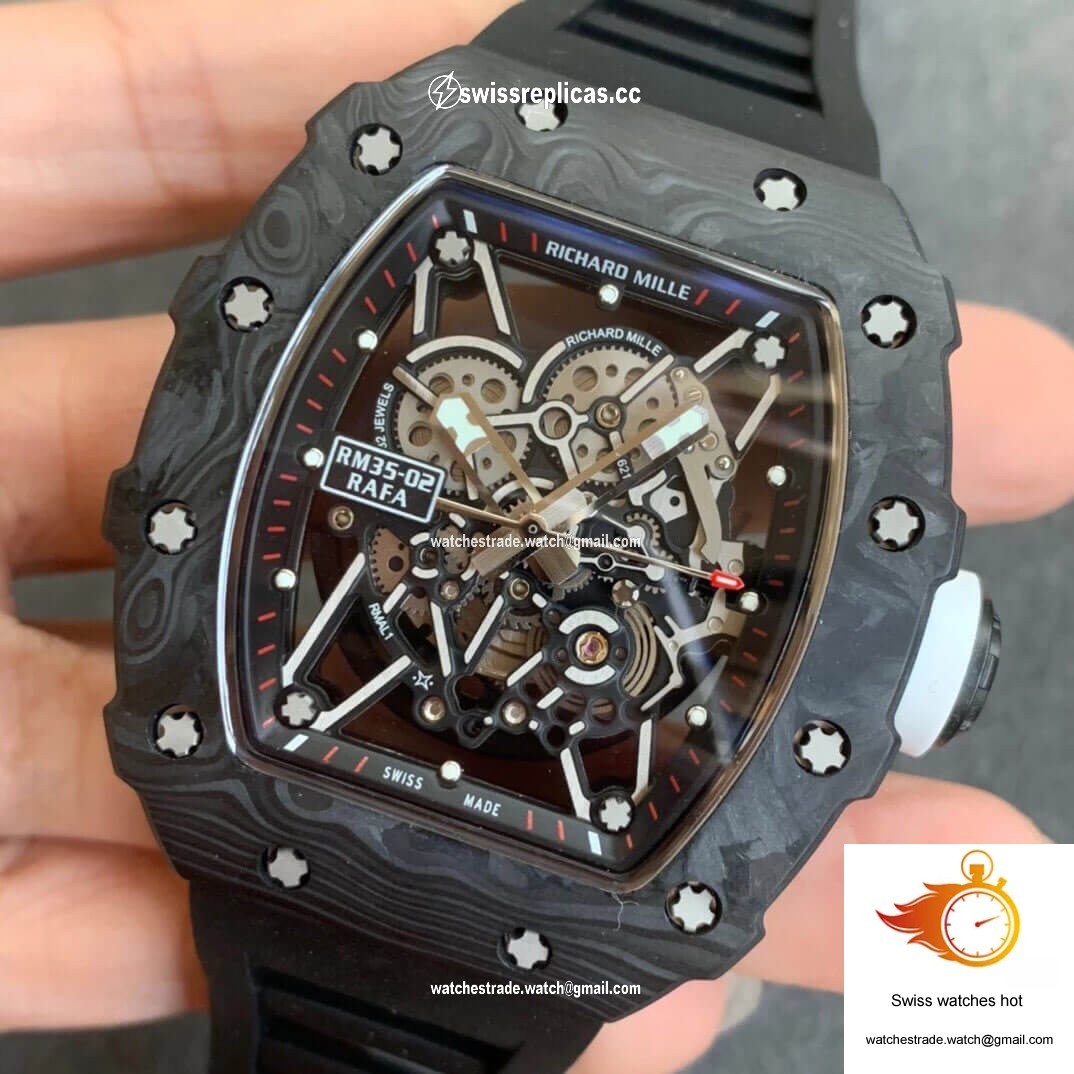 Richard Mille RM035-02 KV Factory Carbon Fiber Black Rubber Strap 3