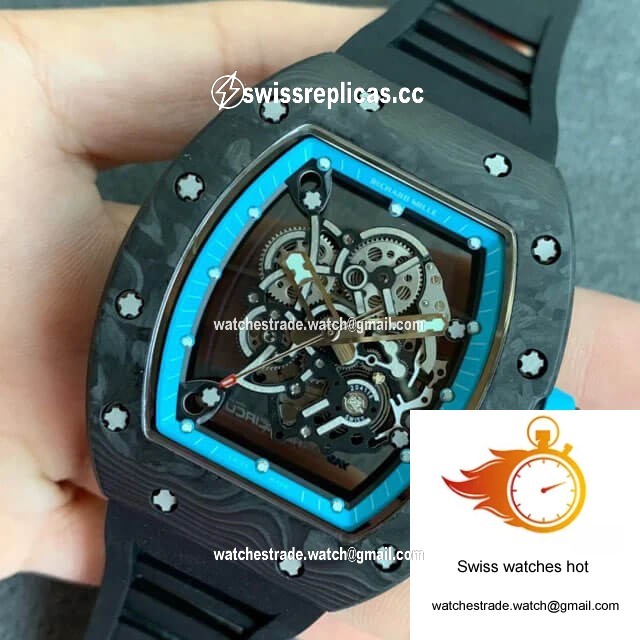 Richard Mille RM055 KV Factory V2 Carbon Fiber Black Rubber Strap 3