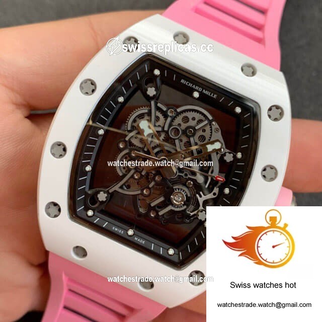 Richard Mille RM055 KV Factory V2 Pink Rubber Strap 3