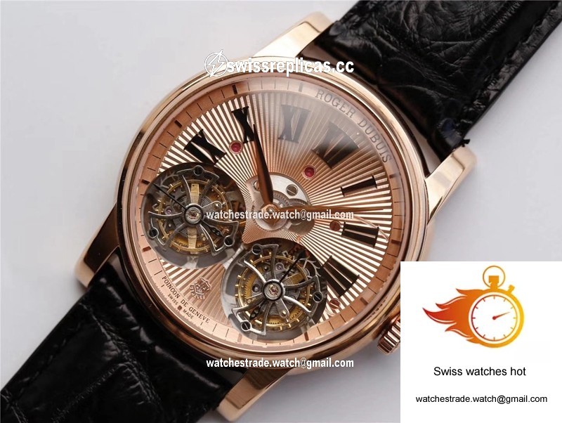 Roger Dubuis Hommage RDDBHO0562 Double Flying tourbillon JB Factory Rose Gold Dial 3