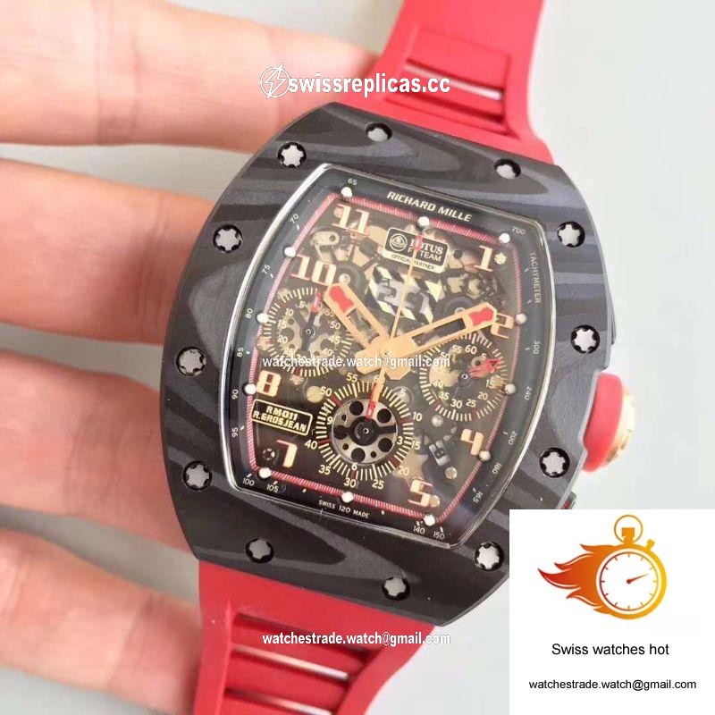 KV Factory Richard Mille RM011 Lotus F1 Team Romain Grosjean Forged Carbon Black Skeleton Dial 3