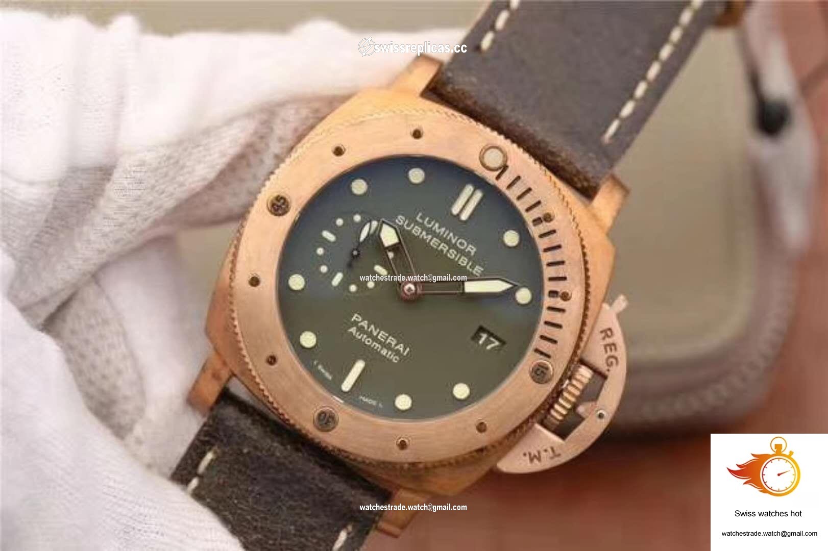 Panerai Luminor Submersible 1950 Bronzo PAM382 VS Factory V2 Green Dial 3