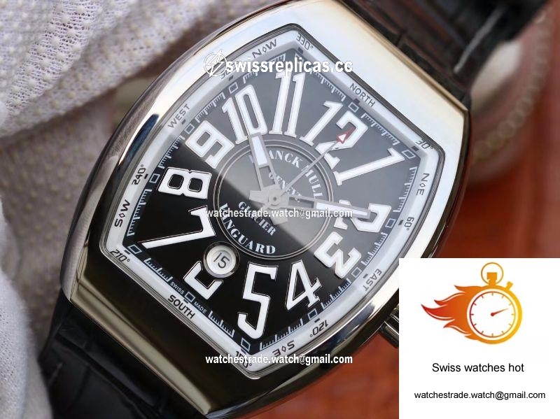 Franck Muller Vanguard V45-04 Black Leather Strap Black Dial 3