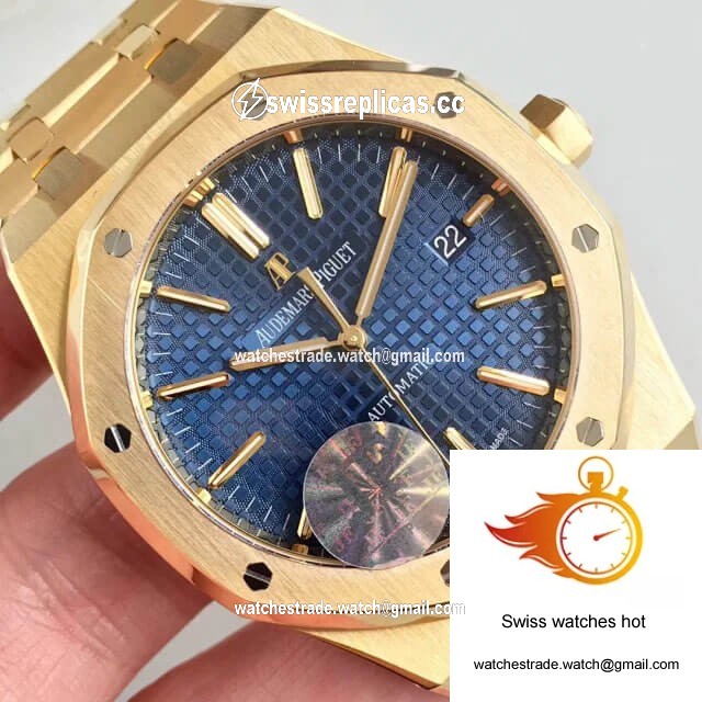 Audemars Piguet Royal Oak 15400OR JF Factory Yellow Gold Blue Dial 4