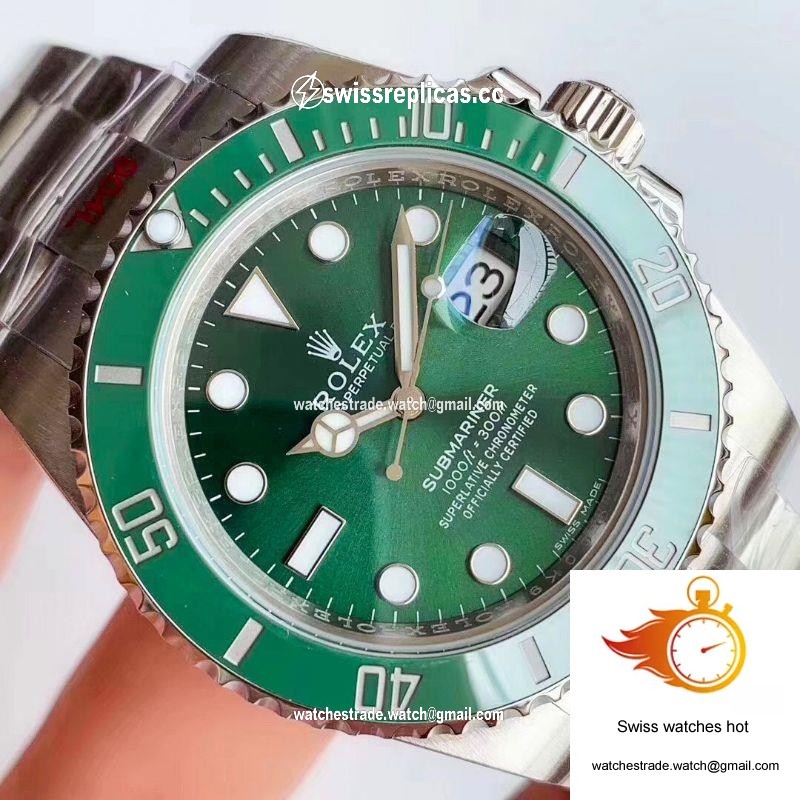 Replica Rolex Submariner Date Oyster 40mm Oystersteel 116610LV Noob Factory V10 Replica Green dial watch 4