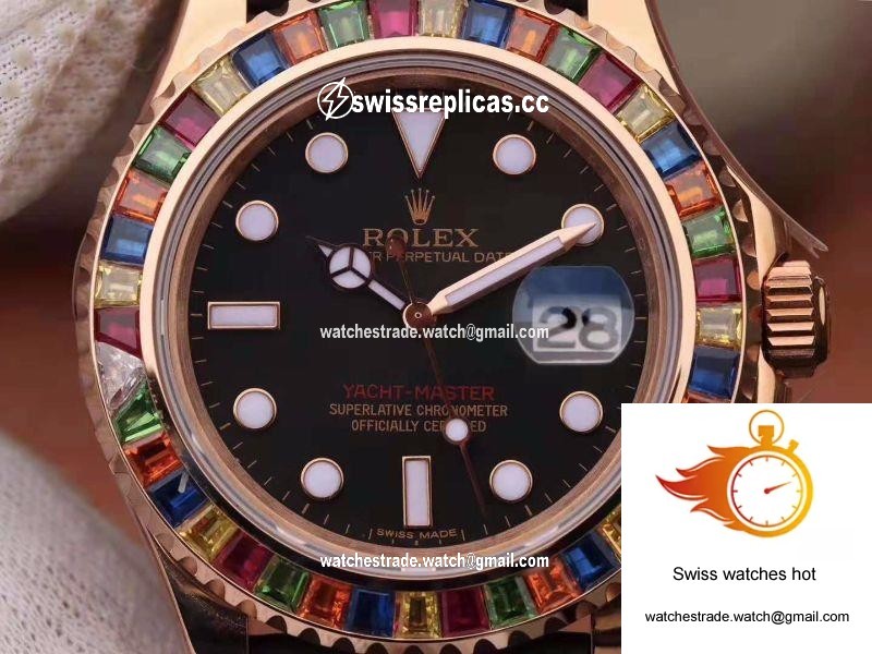 Rolex Yacht Master 116695SATS 40MM Noob Factory 18K Rose Gold Wrapped Black Dial 4