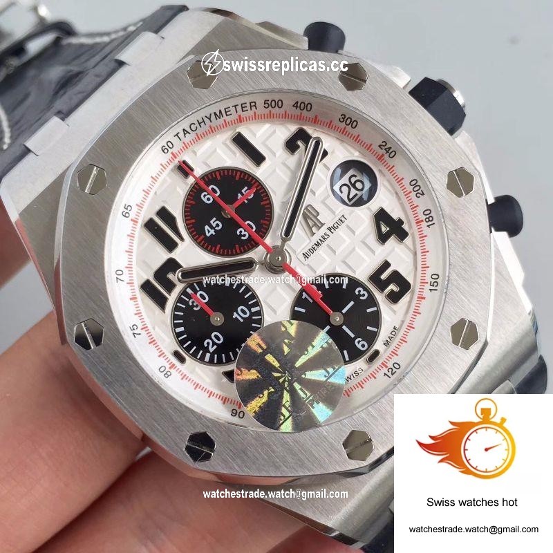 Audemars Piguet Royal Oak Offshore Panda 26170ST.OO.D101CR.02 Black Leather Strap JF Factory V2 White Dial 4