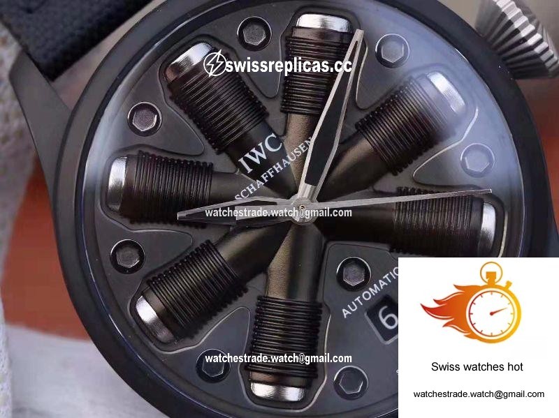 IWC Schaffhausen Pilot Top Gun 44 Black Nylon Strap Fuse Dial 4