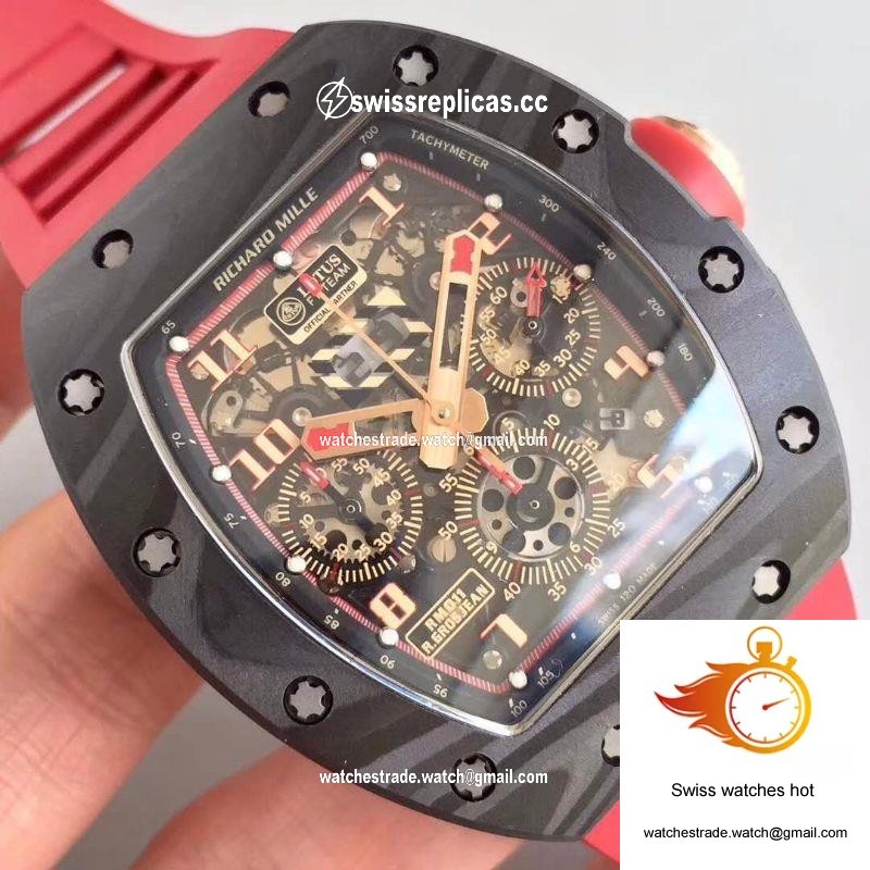 KV Factory Richard Mille RM011 Lotus F1 Team Romain Grosjean Forged Carbon Black Skeleton Dial 4