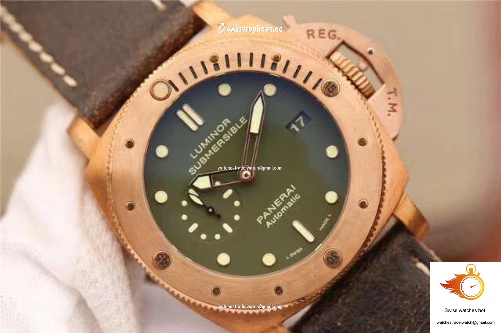 Panerai Luminor Submersible 1950 Bronzo PAM382 VS Factory V2 Green Dial 4