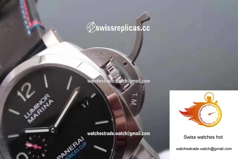 Panerai Luminor Marina 1950 PAM727 Americas Cup 2017 ZF Factory Black Leather Strap Black Dial 4
