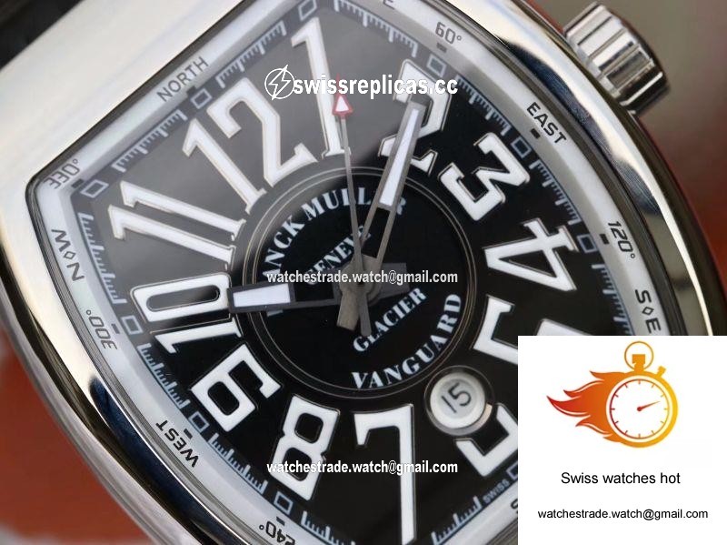 Franck Muller Vanguard V45-04 Black Leather Strap Black Dial 4