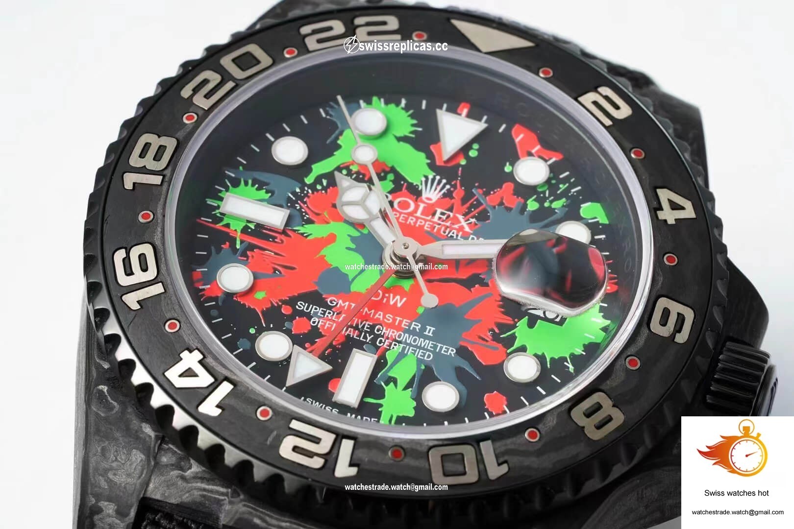 Rolex GMT-MASTER II Diw Carbon Fiber Color Dial Black Fabric Strap 5