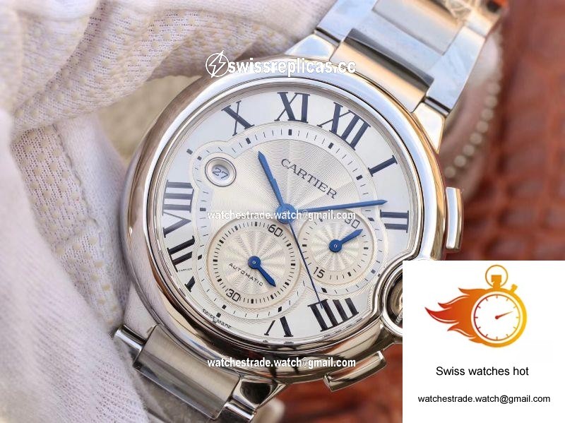 Cartier Ballon Bleu Chronograph W6920076 ZF Factory Silver Dial 5