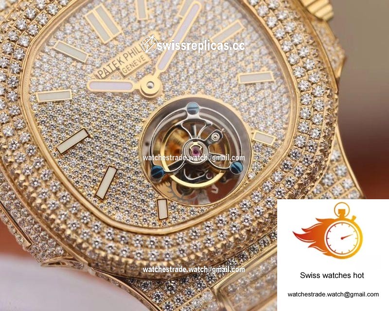 Patek Philippe Nautilus Jumbo 5711 Tourbillon R8 Factory 18K Yellow Gold Diamond Dial 5