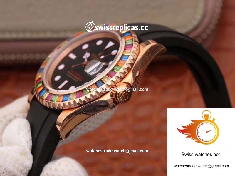 Rolex Yacht Master 116695SATS 40MM Noob Factory 18K Rose Gold Wrapped Black Dial 6