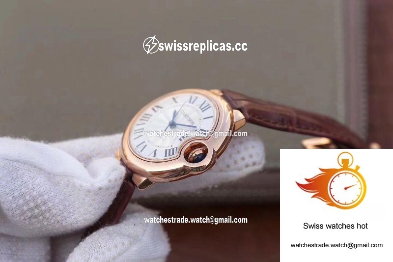 Ballon Bleu De Cartier Ladies 33mm V6 Factory 18K Rose Gold Case White Dial 6