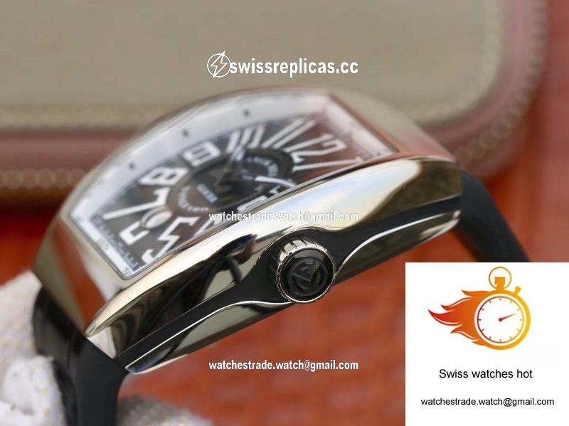 Franck Muller Vanguard V45-04 Black Leather Strap Black Dial 6