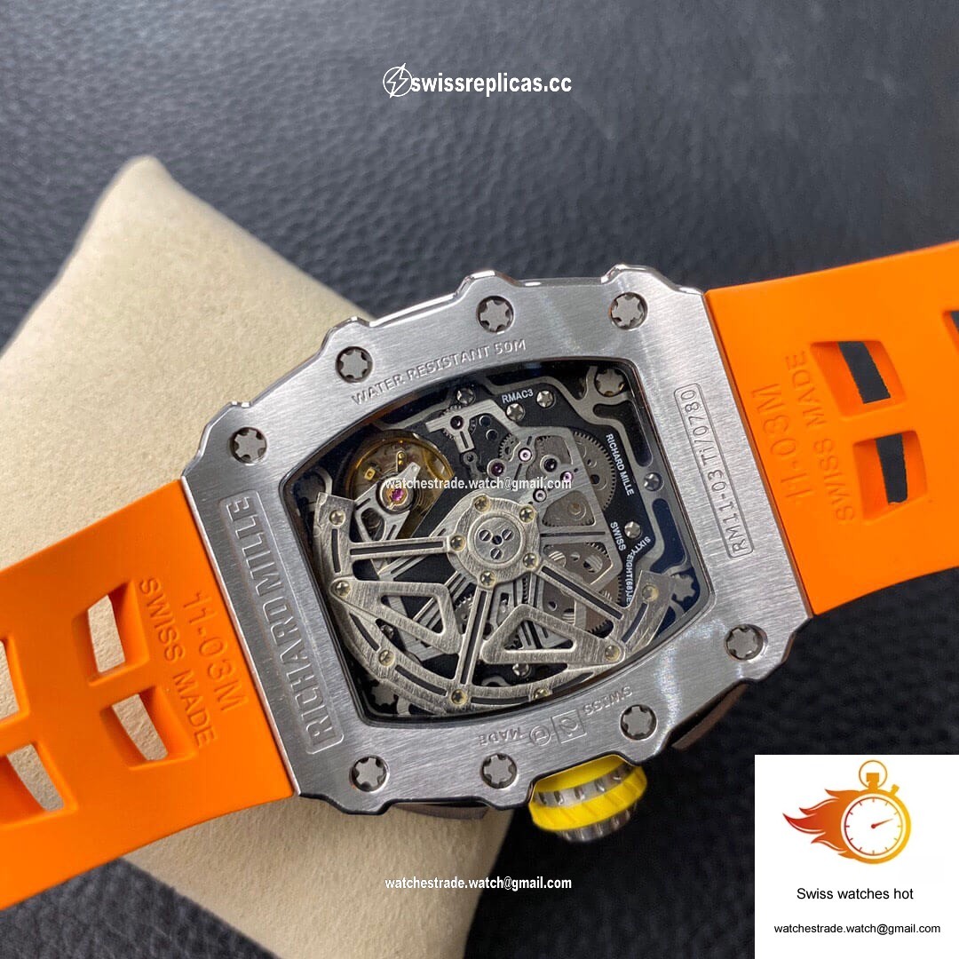 Richard Mille RM11-03 KV Factory Orange Rubber Strap 7