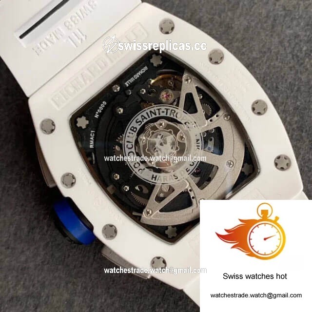 Richard Mille RM-011 KV Factory White Ceramic Rubber Strap 8