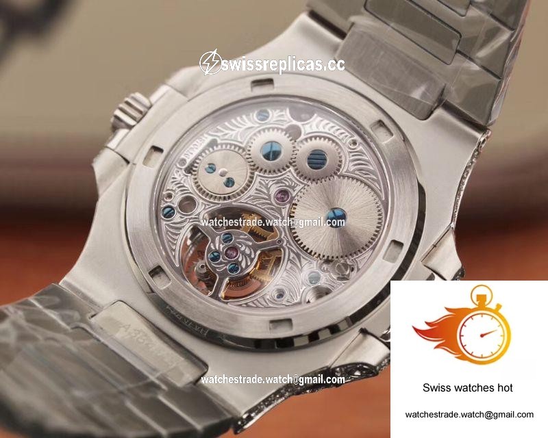 Patek Philippe Nautilus Jumbo 5711 Tourbillon R8 Factory 18K White Gold Diamond Dial 8