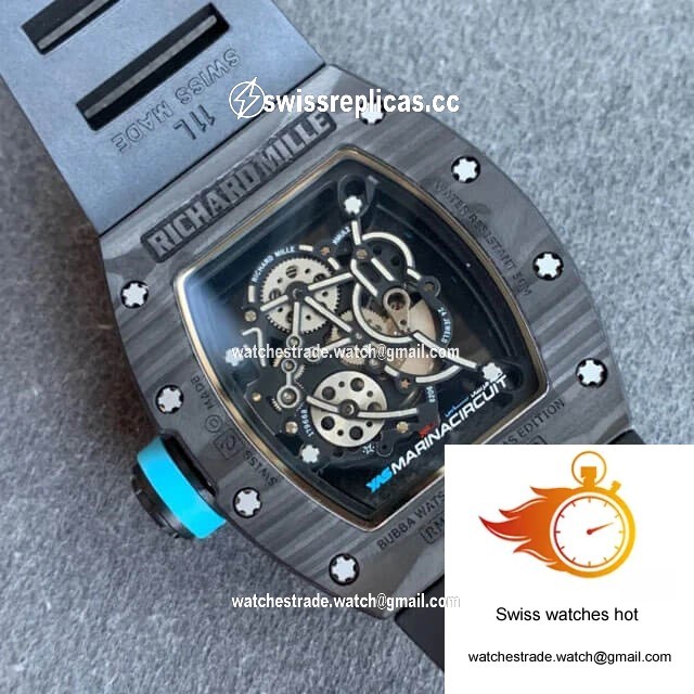 Richard Mille RM055 KV Factory V2 Carbon Fiber Black Rubber Strap 8