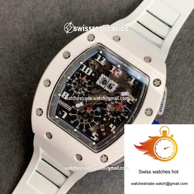 Richard Mille RM-011 KV Factory White Ceramic Rubber Strap 9