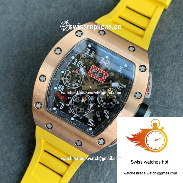 Richard Mille RM011 KV Factory Titanium Yellow Rubber Strap 9