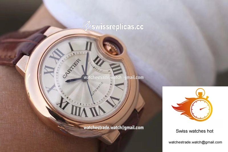 Ballon Bleu De Cartier Ladies 33mm V6 Factory 18K Rose Gold Case White Dial 9