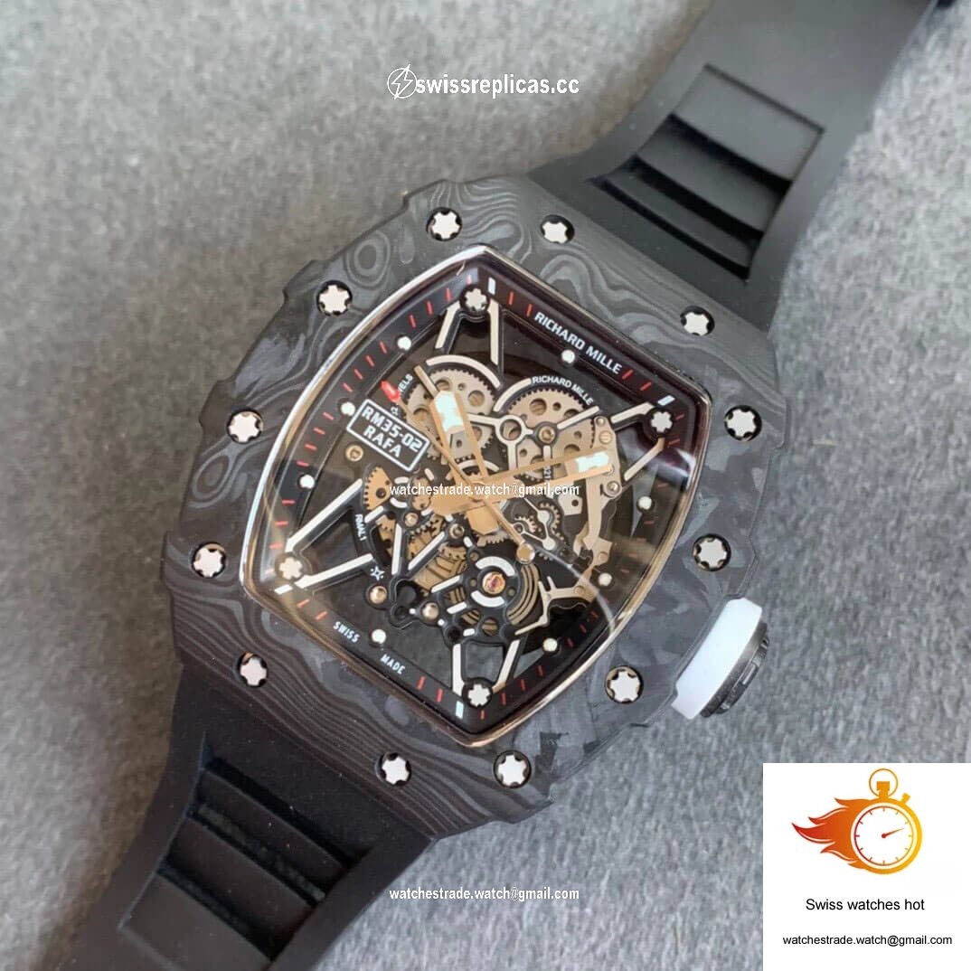 Richard Mille RM035-02 KV Factory Carbon Fiber Black Rubber Strap 9