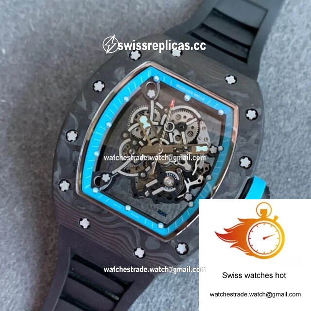 Richard Mille RM055 KV Factory V2 Carbon Fiber Black Rubber Strap 9